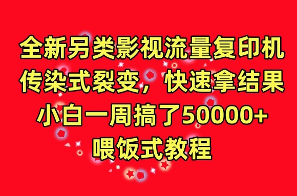 全新另类影视流量复印机，传染式裂变，快速拿结果，小白一周搞了50000+，喂饭式教程【揭秘】-冒泡网