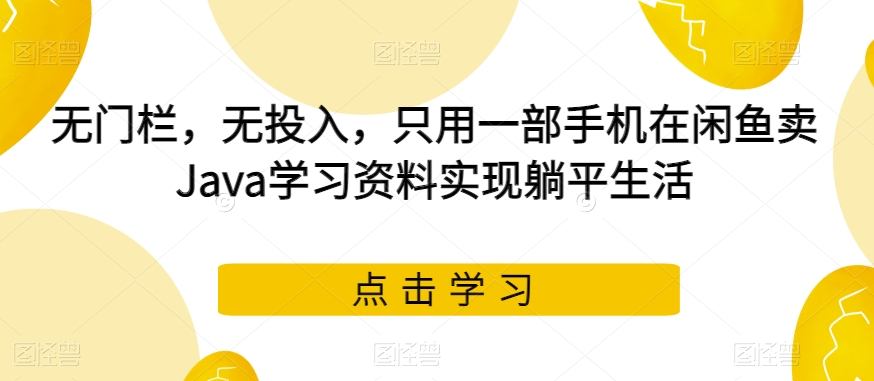 无门栏,无投入,只用一部手机在闲鱼卖Java学习资料实现躺平生活【揭秘】-冒泡网