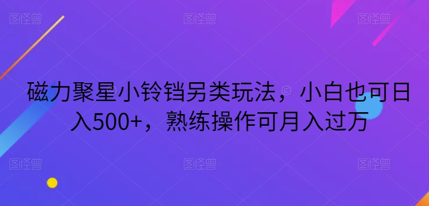 磁力聚星小铃铛另类玩法，小白也可日入500+，熟练操作可月入过万-冒泡网