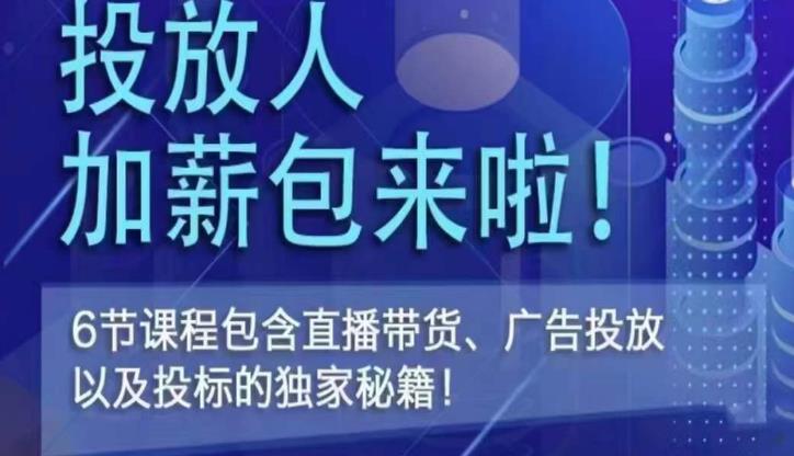 三里屯·投放人薪资包,6节直播课,包含直播带货、广告投放、以及投标的独家秘籍-冒泡网