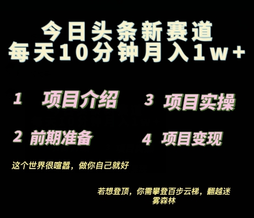 最新今日头条小赛道,0投入易上手-冒泡网
