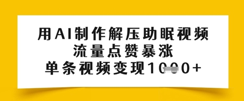 用AI制作解压助眠视频，流量点赞暴涨，单条视频变现多张-冒泡网