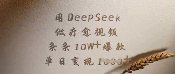 用DeepSeek做疗愈视频，条条10W+爆款，单日变现多张-冒泡网