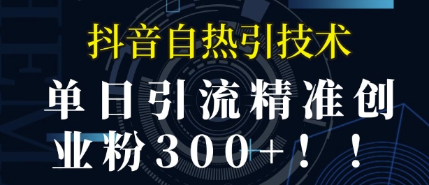 抖音自热引流,单日引流精准创业粉300+-冒泡网
