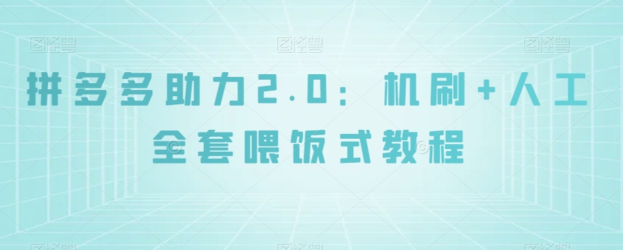 拼多多助力2.0:机刷+人工全套喂饭式教程【揭秘】-冒泡网