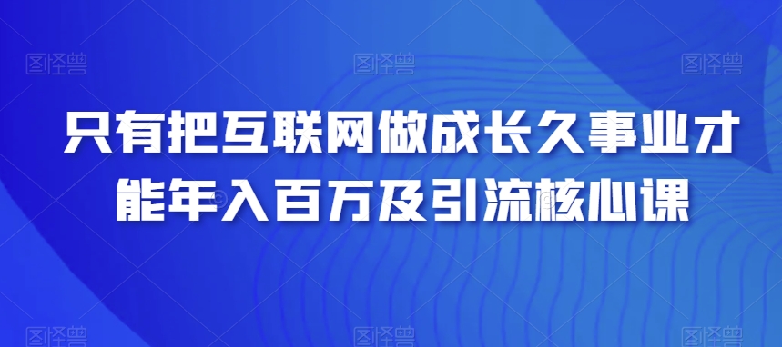 只有把互联网做成长久事业才能年入百万及引流核心课-冒泡网