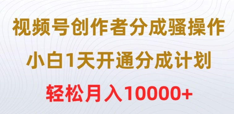 视频号创作者分成骚操作，小白1天开通分成计划，轻松月入10000+-冒泡网