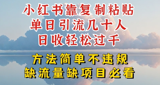 小红书靠复制粘贴单日引流几十人目收轻松过千,方法简单不违规【揭秘】-冒泡网