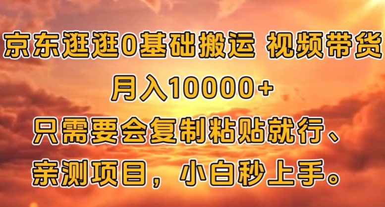 京东逛逛0基础搬运视频带货【赚佣金】月入1w-冒泡网