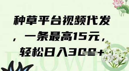 种草平台视频代发，一条最高15元，轻松日入3张-冒泡网