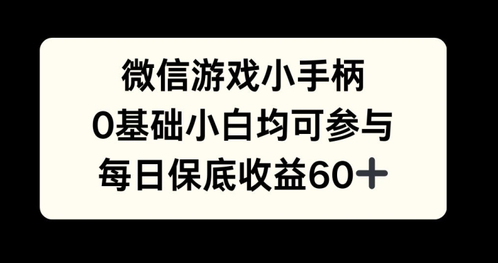 微信游戏小手柄,0基础小白均可参与,每日保底收益60+-冒泡网