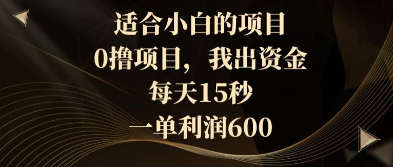 适合小白的项目，0撸项目，我出资金，每天15秒，一单利润600-冒泡网