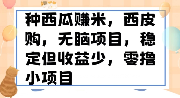 种西瓜赚米,西皮购稳定长久零撸小项目-冒泡网
