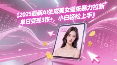 2025最新AI生成美女壁纸暴力拉新, 单日变现3张+，小白轻松上手-冒泡网