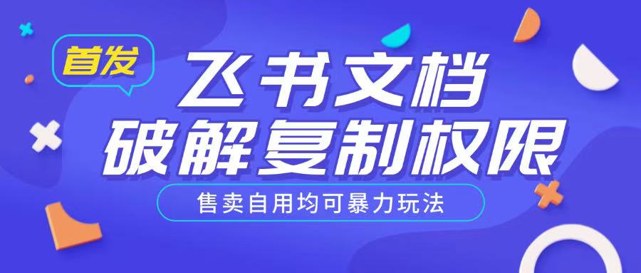 首发飞书文档破解复制权限，售卖自用均可暴力玩法-冒泡网