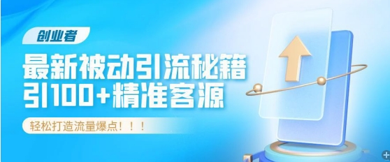 创业者必看，解锁最新被动引流秘籍，日引100+精准客源，轻松打造流量爆点!-冒泡网