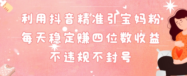 抖音精准引流宝妈粉每天变现四位数利润不违规不封号-冒泡网