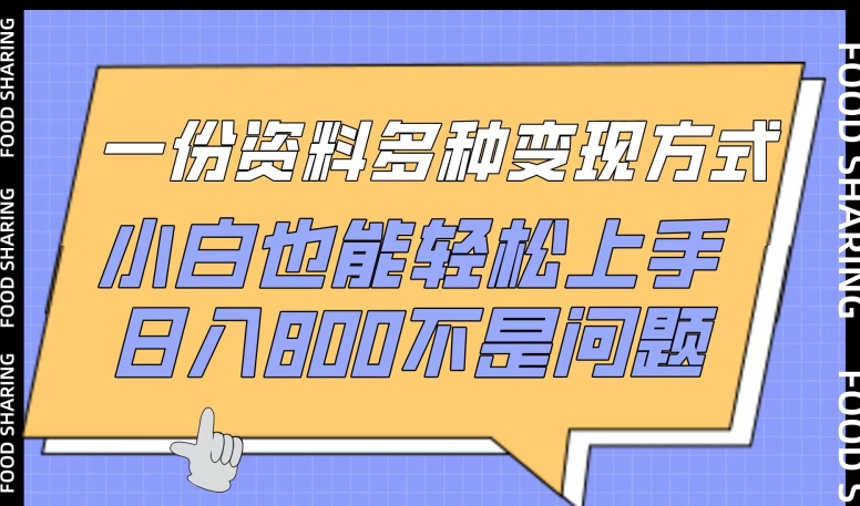 一份资料多种变现方式,小白也能轻松上手,日入800不是问题【揭秘】-冒泡网