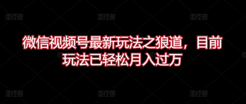 微信视频号最新玩法之狼道，目前玩法已轻松月入过万【揭秘】-冒泡网