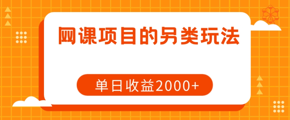 网课项目的另类玩法,单日收益2000+【揭秘】-冒泡网