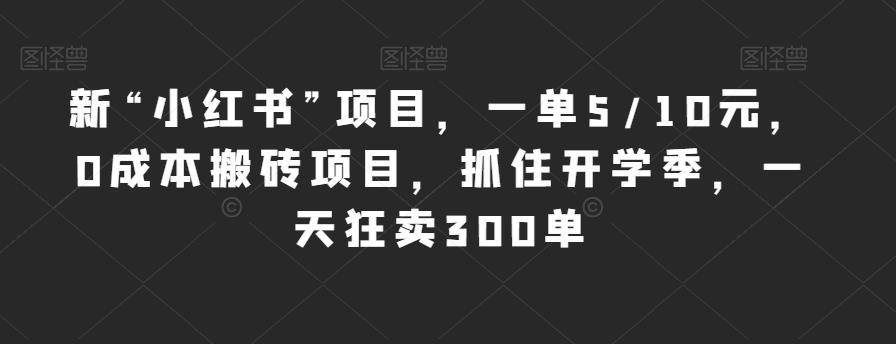 新“小红书”项目，一单5/10元，0成本搬砖项目，抓住开学季，一天狂卖300单【揭秘】-冒泡网
