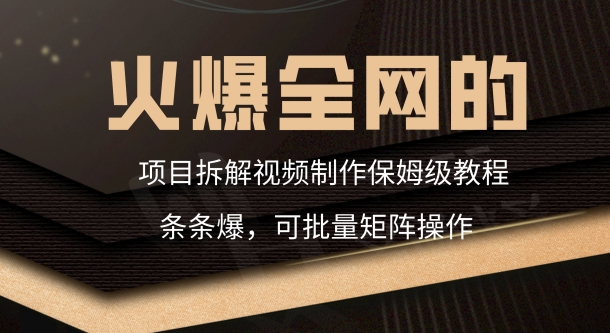 火爆全网的项目拆解类视频如何制作,条条爆,保姆级教程-冒泡网