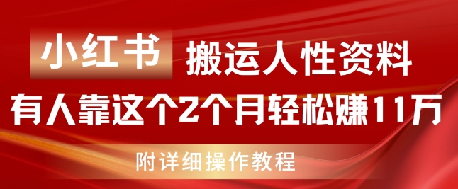 小红书搬运人性资料，有人靠这个2个月轻松赚11w，附教程【揭秘】-冒泡网