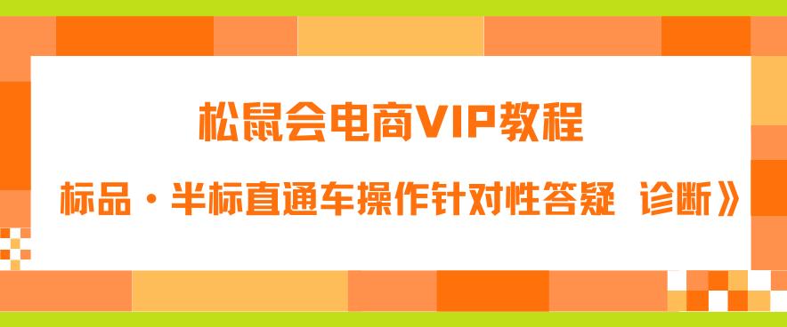 松鼠会电商VIP教程：松鼠《付费推广标品·半标直通车操作针对性答疑&诊断》-冒泡网