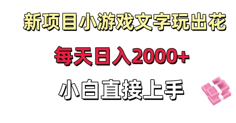 新项目小游戏文字玩出花日入2000+，每天只需一小时，小白直接上手【揭秘】-冒泡网