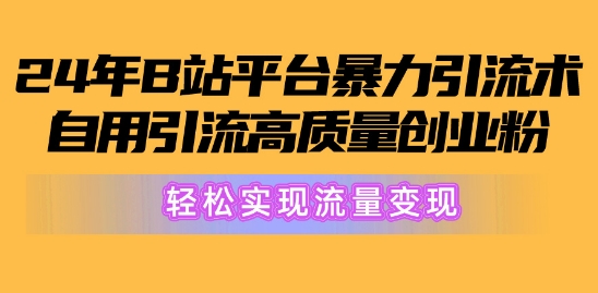 年B站平台暴力引流术，自用引流高质量创业粉，轻松实现流量变现!-冒泡网