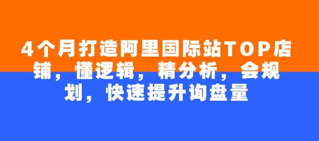 4个月打造阿里国际站TOP店铺，懂逻辑，精分析，会规划，快速提升询盘量-冒泡网