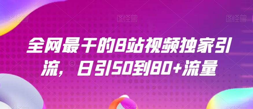 全网最干的B站视频独家引流，日引50到80+流量【揭秘】-冒泡网