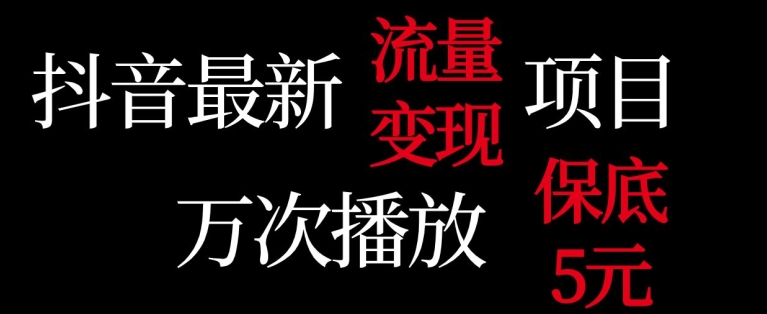 抖音流量变现,万次播放保底5元,额外收入-冒泡网