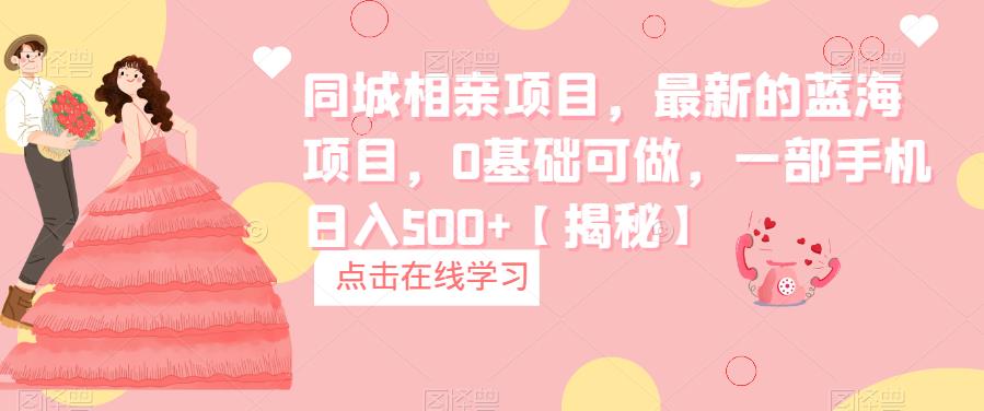 同城相亲项目，最新的蓝海项目，0基础可做，一部手机日入500+【揭秘】-冒泡网