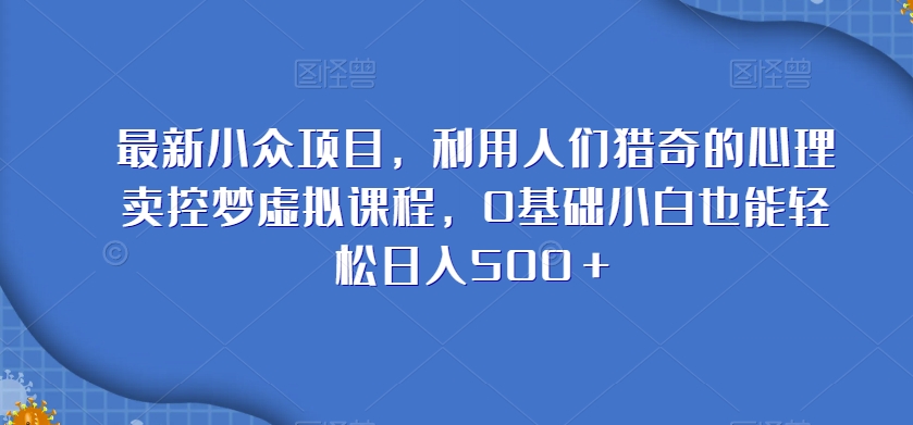 最新小众项目,利用人们猎奇的心理卖控梦虚拟课程,0基础小白也能轻松日入500+-冒泡网