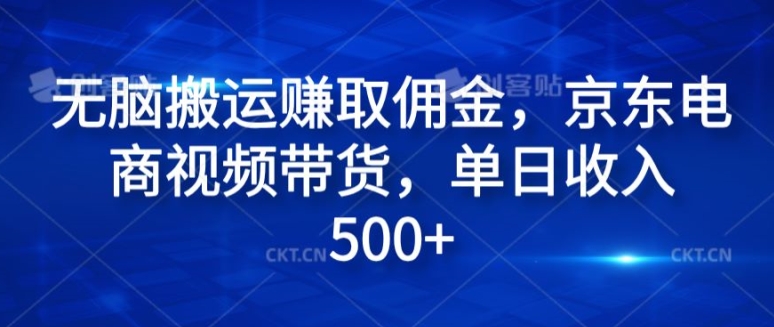 无脑搬运赚取佣金,京东电商视频带货,单日收入几张-冒泡网