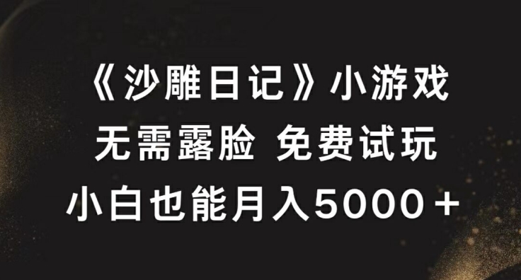 《沙雕日记》小游戏,无需露脸免费试玩,小白也能月入5000+【揭秘】-冒泡网