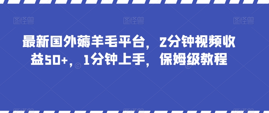 最新国外薅羊毛平台,2分钟视频收益50+,1分钟上手,保姆级教程【揭秘】-冒泡网