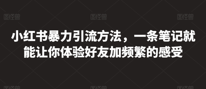 小红书暴力引流方法，一条笔记就能让你体验好友加频繁的感受-冒泡网