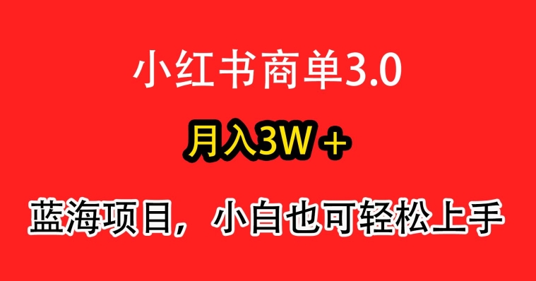 小红书商单3.0,月入3w+,蓝海项目,小白轻松上手-冒泡网