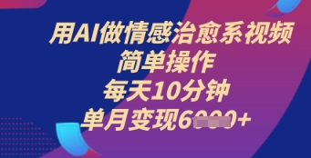 用AI做情感治愈系视频，简单操作，每天10分钟，单月变现6k+-冒泡网