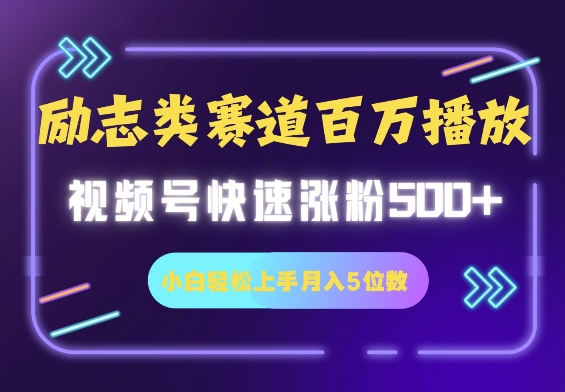 励志类赛道也能百万播放，快速涨粉500+视频号变现月入5位数-冒泡网