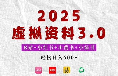 2025年B站+小红书+小黄书+小绿书组合新玩法，虚拟资料3.0打法，轻松日入多张-冒泡网