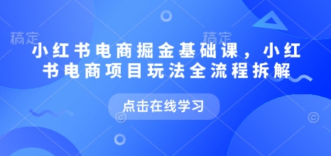 小红书电商掘金课，小红书电商项目玩法全流程拆解（更新7月）-冒泡网
