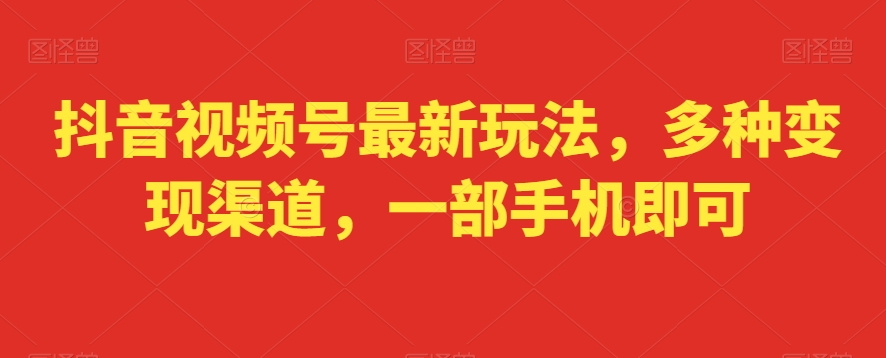 抖音视频号最新玩法,多种变现渠道,一部手机即可-冒泡网
