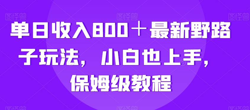 单日收入800＋最新野路子玩法，小白也上手，保姆级教程-冒泡网