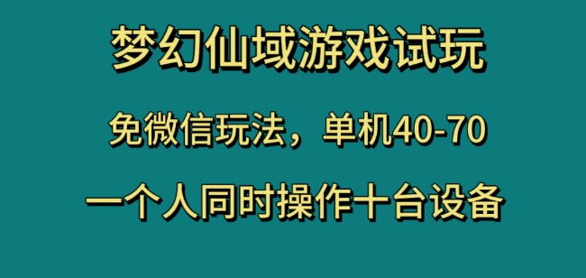 梦幻仙域游戏试玩，免微信玩法，单机40-70，一个人同时操作十台设备【揭秘】-冒泡网