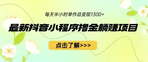 最新抖音小程序撸金躺赚项目，一部手机每天半小时，单个作品变现1300+【揭秘】-冒泡网