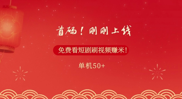 首码，刚刚上线，免费看短剧刷视频赚米，单机50+-冒泡网