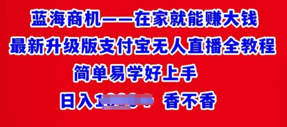 在家就能赚大钱最新升级版支付宝无人直播全教程，简单易学好上手-冒泡网
